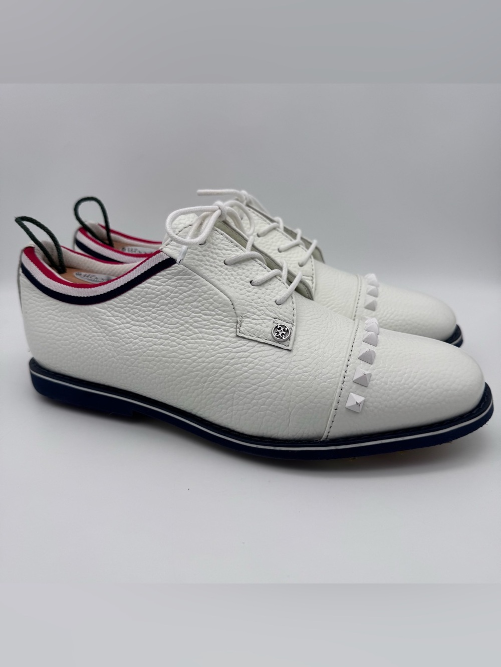 G/Fore Gallivanter White Golf Shoes Grosgrain Stud Cap Toe Women Size 10.5 - Picture 2 of 10